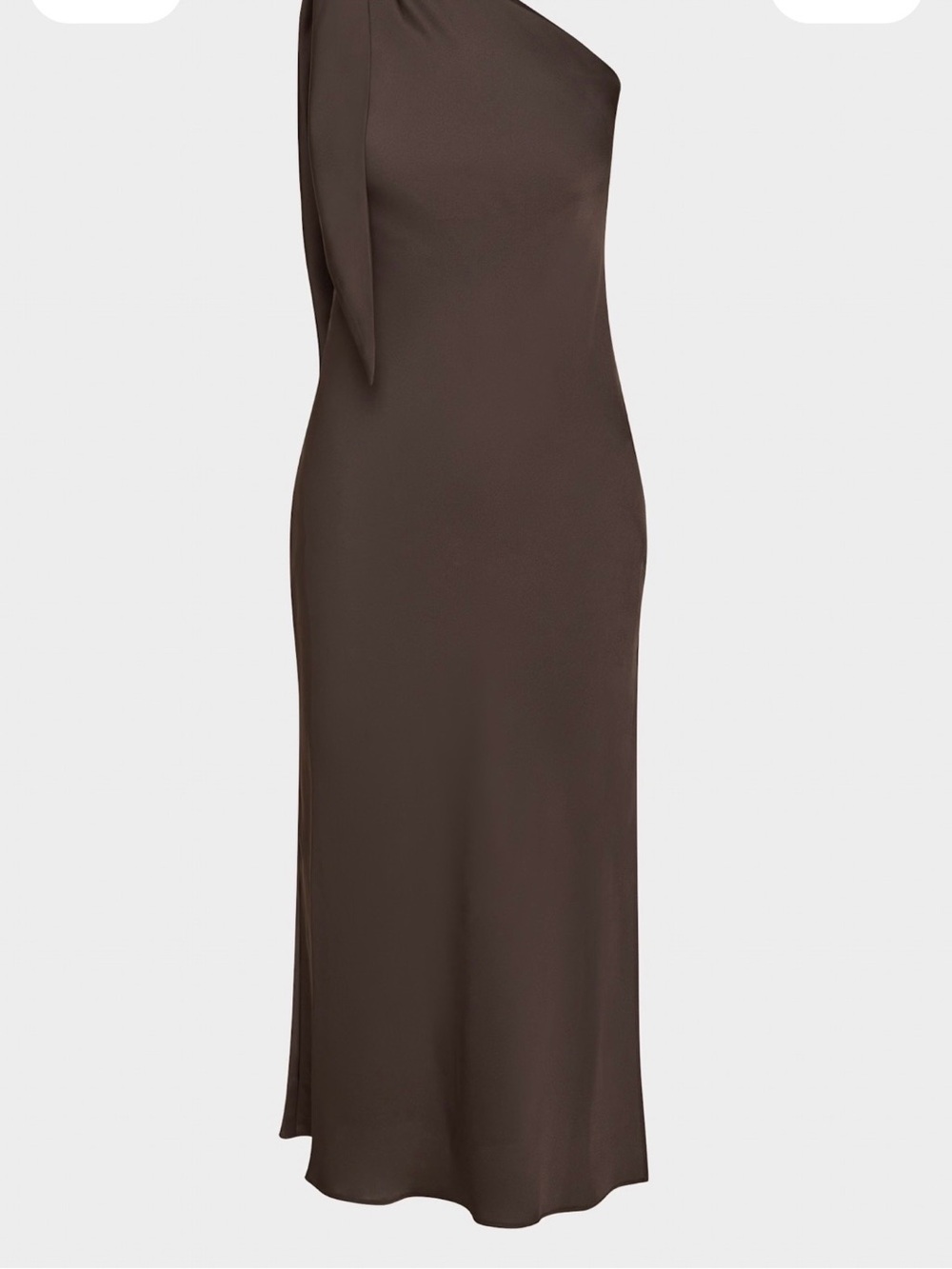 Aritzia One-Shoulder Brown Silk Slip Dress - Picture 4 of 6